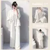 Directo de Fábrica Algodón Nube Manga Tres Cuartos Pantalón Largo Pijama de Encaje para Mujer Ropa de Casa Holgada Transpirable Se Puede Usar Afuera Todas las Estaciones