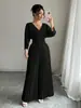 Comercio Exterior Importación y Exportación 2026 Estilo Casual Moda Elegante Color Sólido Cuello en V Manga Corta Cintura ceñida Jumpsuit plisado para Mujer