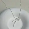 Collar con Cadena para Clavícula de Chica con Cinta Geométrica Casual, Lazo, Estilo Coreano Dulce Elegante, Collar Estilo Ins