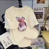 Camiseta Blanca de Manga Corta de Algodón Puro para Mujer Estilo Retro Americano Verano 2025 Nuevo Estilo Holgada Tallas Grandes Tops Venta al por Mayor Dropshipping