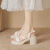 Sandalias Dopamina para Mujer Verano 2024 Nuevo Estilo Hada Francesa de Suela Gruesa Versátiles Impermeables Plataforma Tacones Altos