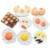 Simulación Comer y Jugar Huevo Pochado Huevo Doble Amarillo Comida Accesorios de Resina Pegamento de Crema Funda de Teléfono DIY Accesorios para el Cabello Pegatina para Refrigerador