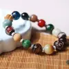 Pulseira de Vidro Cinco Elementos Multi-Tesouro 18 Contas Contas Budistas Roda da Fortuna Pulseira de Casal para Homens e Mulheres Presente Venda por Atacado