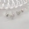 Aretes de Corazón Completamente de Diamante para Mujer, Pequeños, Frescos, Versátiles, Para el Trabajo, Cierres de Rosca, No Necesitas Quitártelos al Dormir, Uso Diario