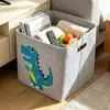 Cesta de almacenamiento de fieltro de color sólido con asa de PU, caja de almacenamiento gruesa para el hogar, organizador plegable portátil de gran capacidad, lavable