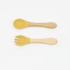Food Grade Spot Cross-border Baby Food Treinamento Complementar Bebê Autoaprendizagem Comer Madeira Silicone Colher Garfo Conjunto de Louças