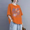 Lightning Warehouse Camiseta de Verano 100kg Tallas Grandes Algodón Manga Corta Corte Holgado Cubre Vientre Adelgazante Estampada para Mujer