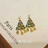Aretes de Árbol de Navidad Coloridos Regalo Aretes de Borla Nicho Creativo Incrustación Atmósfera Colorida Aretes de Navidad para Mujer