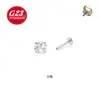 Brincos de Liga de Titânio G23 com Base Pontiaguda e Zircônia Inlaid de Quatro Garras F136 Studs de Osso da Orelha de Liga de Titânio Joias para Piercing DIY