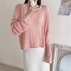 Blusa de Punto Calado Estilo Coreano con Protección Solar para Mujer Pure Desire Pulóver de Una Línea Hombros Descubiertos Suéter de Manga Larga Top Delgado