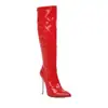 Outono e Inverno 2019 Novas Botas de Cavaleiro de Couro Patente de Cano Alto Salto Alto Botas de Dança Tubo de Aço 48 Amazon wish Botas de Comércio Exterior