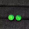 Aretes de botón redondos simples de calcedonia verde hielo con aguja de plata 925 al por mayor, ágata para mujer, joyería de jade