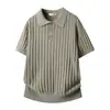 Camisa Polo de Punto de Color Sólido Estilo Old Money para Hombre, Modelo Verano 2026, Cuello Campana, Camiseta Ligeramente Madura de Manga Corta para Negocios, Ropa para Hombre para el Trayecto al Trabajo
