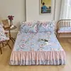 Faldón de Cama 100% Algodón Pieza Única Antideslizante Floral Estilo Simple Individual Doble Cubrecama Engrosado 1.8m Encaje de Algodón Puro Colcha