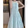Vestido de Verano 2026 Perla sin Mangas Halter para Mujer Nuevo Estilo Francés Vestido de Vacaciones en la Costa Vestido de Tirantes para Vacaciones en la Playa