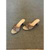 Sandalias de Tejido Retro con Moño y Tacón Alto, sin Cierre, Punta Abierta y Tacón Grueso, Zapatillas Elegantes de Estilo Francés para Usar al Aire Libre