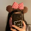 Faixa de Cabeça Plush com Orelhas de Urso Fofas para Mulheres Inverno Lavar o Rosto Maquiagem Faixa de Cabeça Faixa de Cabeça de Pelo de Coelho Marrom