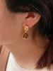Pendientes de botón con perlas de agua Maillard de diseño de nicho, de oro de 18 quilates de alta calidad, sencillos y exquisitos, pendientes retro.