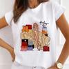 Camiseta Feminina de Manga Curta ins Tamanho Europeu Plus Size Estampada Manga Curta Camiseta Básica de Manga Curta Gola Redonda