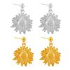 Aretes colgantes elegantes transfronterizos europeos y americanos, lujo ligero exagerado, girasol dorado, para mujer, red de celebridades, flor de sol, acero de titanio chapado en oro