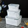 Caja de Conservación Fresca Sellada para Alimentos Transfronterizos Caja de Almacenamiento con Tapa para Frutas y Verduras de Grado Alimenticio con Drenaje Caja de Almacenamiento para Congelador Refrigerador Venta al por Mayor