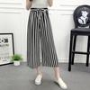 Calça Cropped Rosa Tendência Verão 2026 Calça Casual de Pernas Largas Calça de Pernas Largas Listrada em Preto e Branco com Cordão Calça Reta de Pernas Largas