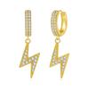 Pendientes de relámpago de circonita populares de Europa y América, llenos de diamantes, estilo hip hop, para hombre, con doble diamante Rb, pendientes con explosiones transfronterizas de Amazon.