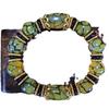Pulsera de cuentas de ágata natural amarillo verde cuentas de dragón pulsera de jade natural ágata flor de hielo cuentas de barril al por mayor