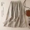 Saia Midi Lisa Artística Retrô para Mulheres 2025 Novo Estilo Elegante Casual Dupla Camada Versátil Emagrecedora Cintura Elástica