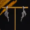Pendientes de circonita transfronterizos europeos y americanos, estilo largo, pendientes de alta gama, nicho de otoño e invierno, simples y versátiles, venta al por mayor