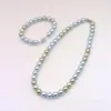 Nuevo Conjunto de Collar de Perlas Estilo Chino para Mujer, Cadena para Clavícula de Perla Redonda Imitación Tahitiana Color Caramelo Fresco Morandi Venta al por Mayor