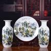 Novos Artesanatos Cerâmicos Chineses Enfeites Acessórios para Casa Macio Novo Criativo Chinês Sala de Estar Vaso Conjunto de Três Peças Atacado