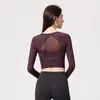 Roupas de Yoga com Bojo, Tops Esportivos Femininos de Manga Longa, Roupas de Corrida e Fitness de Secagem Rápida, Roupas Apertadas para Treinamento de Pilates, Outono e Inverno