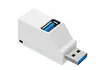 Mini hub USB de expansão portátil em liga de alumínio com 3 portas USB 3.0 e 2.0 em linha