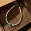 Collar de Perlas Naturales de Agua Dulce Colgante de Gota de Agua Azul Cielo Exquisito Temperamento Simple Sentido de Alta Calidad Cadena de Clavícula en Capas