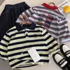Camisa Polo Infantil 2026 Producto Nuevo de Otoño: Camiseta de Rayas para Niños y Niñas Jóvenes, Camiseta Base con Estampado de Oso de Moda, Moderna