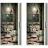 Adesivo de Porta de Bruxa de Halloween Pintura Estereoscópica 3D Poster de Decoração de Abóbora de Terror Crânio Suprimentos de Decoração de Festa ao Ar Livre