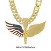 Colar Anjo das Asas Americanas Estrela e Listras Colar com Pingente Grande Hip Hop Transfronteiriço Corrente Cubana Acessórios da Moda Tendência