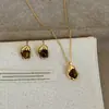 Collar con Colgante y Pendientes de Piedra Ojo de Tigre Maillard Otoño e Invierno para Mujer, Cadena de Cuello Versátil Simple y de Alta Gama, Cadena para Suéter