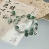 Pulseira Li Lianhua Impressão Casa de Lótus Estilo Xiaohongshu, Design Exclusivo, Pulseira de Contas Verde Fresco, Fashion