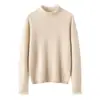 Suéter de cashmere elegante com punhos de franja para mulheres, apresentando gola semi-alta, cor sólida e um design de tricô versátil e feminino.