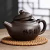Bule de Argila Roxa de Grande Capacidade, Bule Clássico Estilo Antigo, Conjunto de Chá Kung Fu com Um Bule e Duas ou Quatro Xícaras, Bule para Preparo de Chá de Panela Única B12