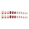 Novo Fangjia Outono e Inverno Ancola Vermelho Francês Xadrez High-end Atmosfera de Ano Novo 24 Peças Adesivos de Unhas Vestíveis