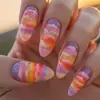 Nuvem Rosa Moda Estilo Ins Europeu e Americano Unhas Redondas Amêndoa Simples e Estilosas Unhas Removíveis Usáveis