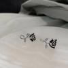 Pendientes cuadrados bicolores con diseño de amor, elegantes y a la moda para mujer, con personalidad de nicho, de diseño avanzado, combinables con todo.