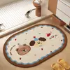 Alfombra de piso para baño tejida de lino estilo caricatura, absorbente de agua y de secado rápido, resistente a la suciedad, fácil de mantener, alfombra antideslizante, disponible para venta al por mayor