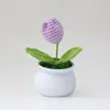 Flor Popular Tejida a Mano Transfronteriza Flor de Lana Tejida Flor Artificial Flor de Tulipan Flor de Lana Ganchillo Planta en Maceta Hecha a Mano Producto Terminado