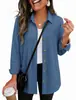 2026 Otoño Nuevo Camisa Casual de Manga Larga para Mujer Color Sólido Botones Solapa Holgada Amazon Transfronterizo Comercio Exterior Europeo y Americano