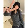 Nuevo top de punto de manga larga para otoño, corte ajustado, con cuello de solapa, adecuado tanto para llevar solo como debajo de otra prenda, para primavera y otoño, adecuado para ir al trabajo, elegante y casual, camiseta básica de punto de una sola pieza para mujer