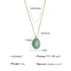 Collar Transfronterizo de Oro de 18K con Forma de Gota de Agua y Piedra Natural para Mujer, Incrustado con un Diseño de Estrella de Ocho Puntas y Forma de Diamante Ovalado, Cadena Colorida para Clavícula